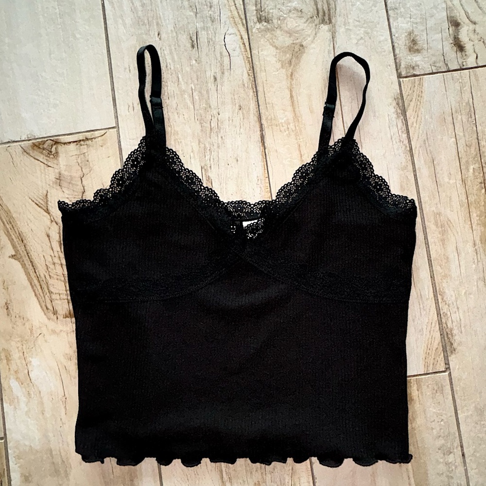 Black lace trim tank top/camisole